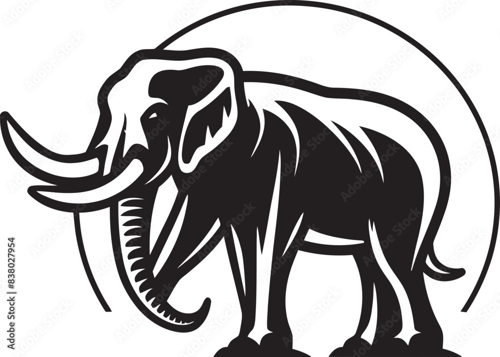 Fototapeta premium Minimalist Elephant Badge Creative Emblem Elegant Elephant Icon Retro Vector Art