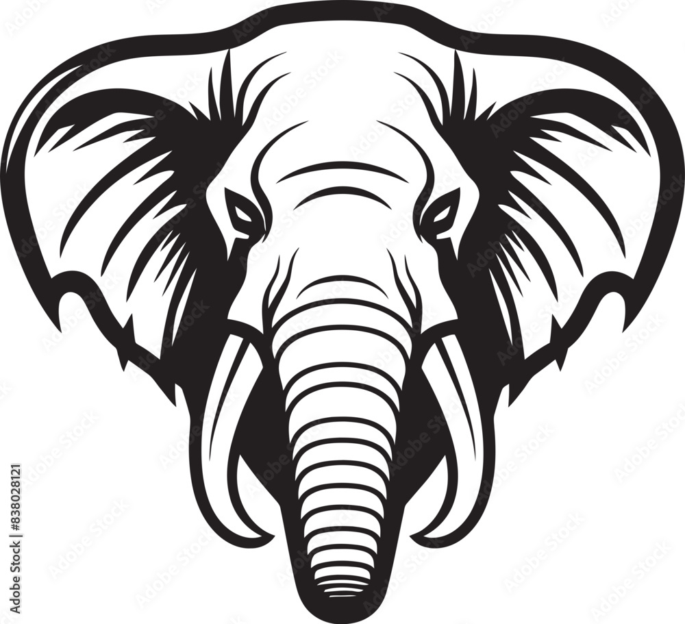 Obraz premium Elephant Head Icon Stylish Emblem Artistic Elephant Badge Abstract Vector Design