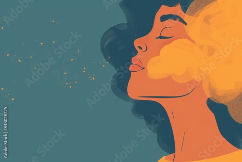 A close-up cartoon vector of a person practicing deep breathing exercises for anxiety relief and mental wellness 