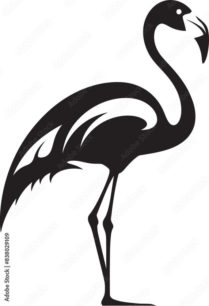 Naklejka premium Minimalist Flamingo Icon Graphic Emblem Concept Flamingo Silhouette Badge Modern Vector Art