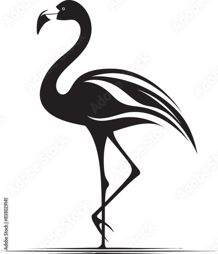 Flamingo Silhouette Badge Modern Vector Art Abstract Flamingo Graphic Stylish Logo Design