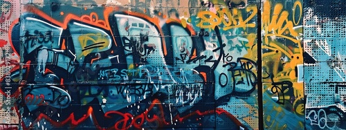 contemporary aerosol artful grungy rebellious street graffiti in bold style 