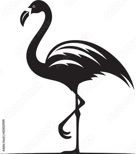 Abstract Flamingo Silhouette Geometric Emblem Minimalist Flamingo Badge Artistic Vector Icon
