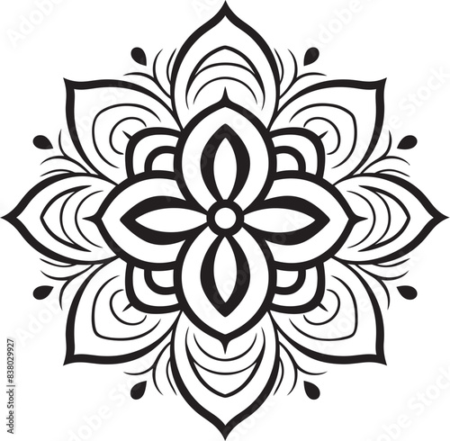 Ornate Mandala Symbol Geometric Emblem Abstract Floral Badge Retro Mandala