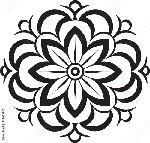 Vintage Floral Mandala Minimalistic Symbol Mandala Circle Badge Artistic Emblem