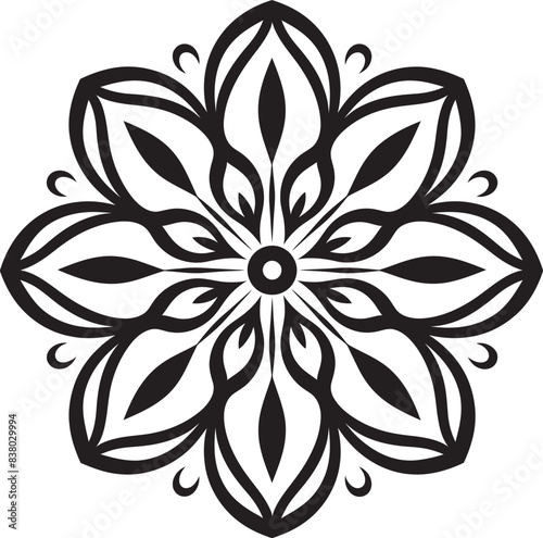 Ornate Floral Emblem Minimalistic Design Geometric Mandala Badge Artistic Vector