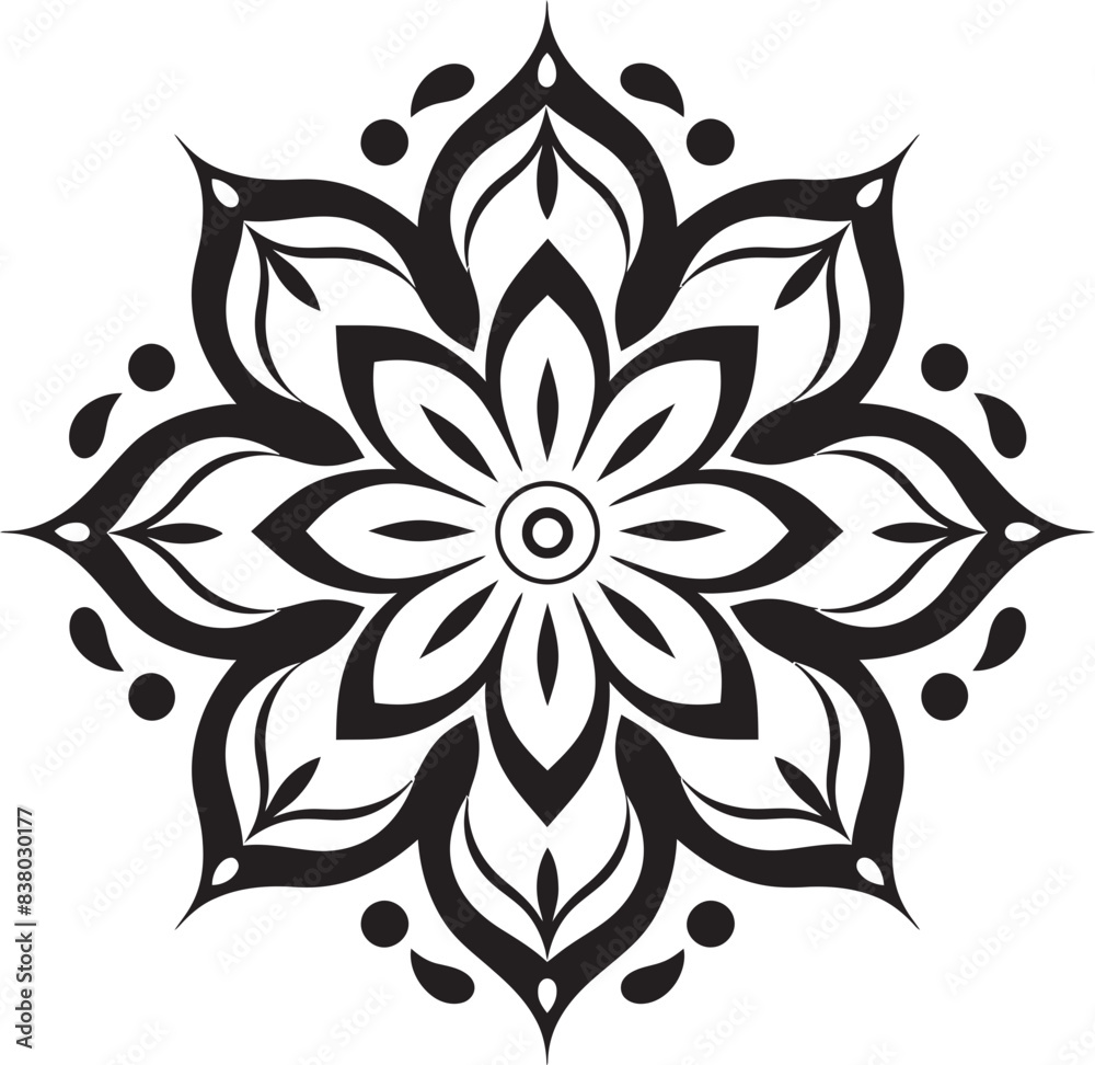 Fototapeta premium Mandala Artistic Symbol Retro Mandala Abstract Floral Badge Elegant Emblem