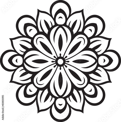 Floral Mandala Logo Retro Vector Mandala Pattern Badge Geometric Symbol