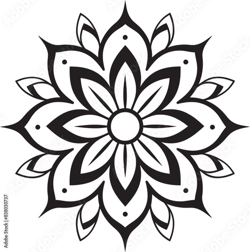 Retro Floral Mandala Emblem Vintage Badge Minimalist Mandala Icon Geometric Emblem