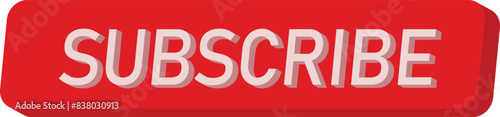 subscribe button. 3d red subscribe icon with white text. vector illustration on transparent background.