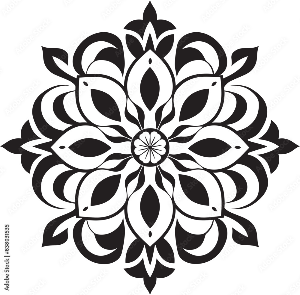 Fototapeta premium Vintage Mandala Symbol Retro Vector Art Geometric Mandala Pattern Icon Minimalistic Emblem