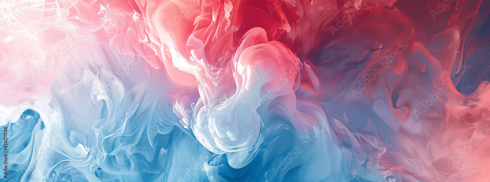 Abstract background with fluid shapes and soft colors. The design features swirling patterns of blue, pink, and red hues that create an ethereal atmosphere. Abstract background with fluid shapes and soft colors. The design features swirling patterns of blue, pink, and red hues that create an ethereal atmosphere.