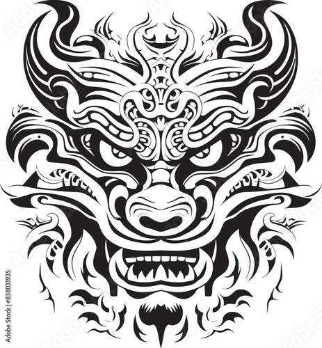 Dragon Head Icon Vector Logo Design Front View Dragon Emblem Mythical Graphic