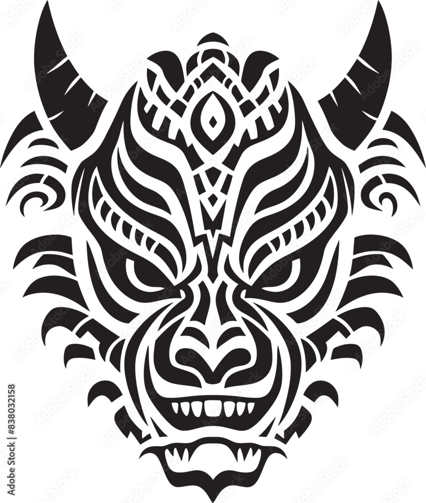 Dragon Head Illustration Iconic Design Mythical Creature Badge Front View Graphic Dragon Head Illustration Iconic Design Mythical Creature Badge Front View Graphic