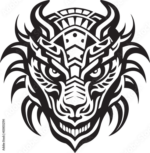Vector Dragon Logo Front View Symbol Dragon Head Illustration Legendary Artwork