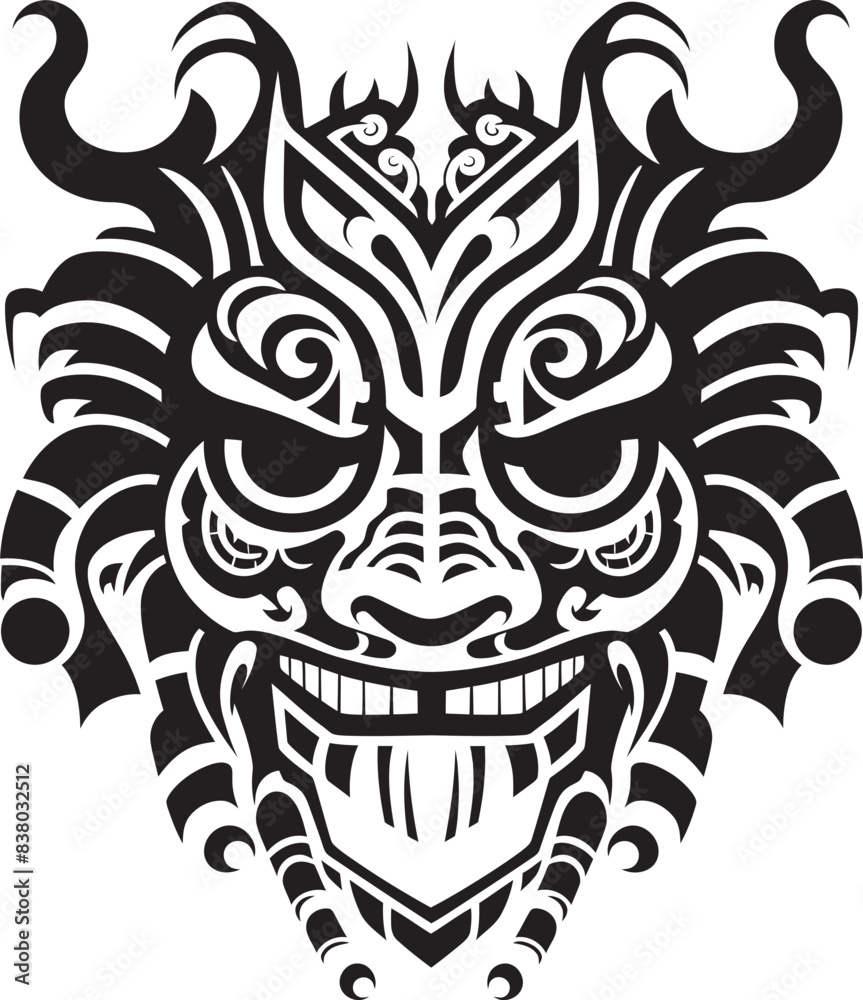 Fototapeta premium Front View Dragon Emblem Mythical Graphic Detailed Dragon Head Logo Fantasy Symbol