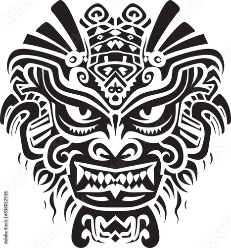 Frontal Dragon Head Icon Mythical Symbol Dragon Head Art Vector Illustration