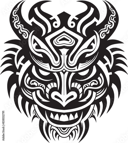 Mythical Creature Logo Detailed Design Dragon Head Art Fantasy Badge
