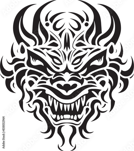 Fantasy Dragon Emblem Detailed Artwork Vector Dragon Head Front View Emblem