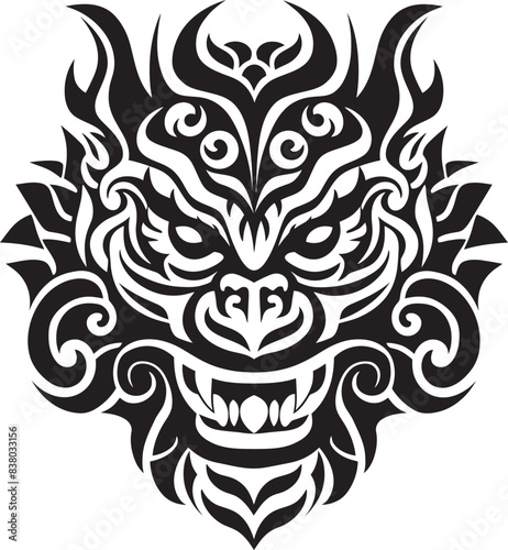 Legendary Beast Icon Front View Logo Dragon Head Symbol Vector Emblem