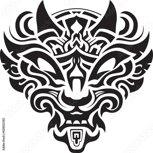 Dragon Head Badge Iconic Emblem Fantasy Dragon Logo Front View Art
