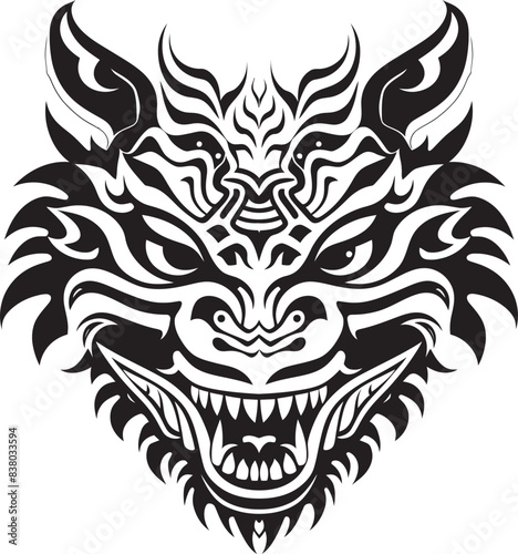 Dragon Head Logo Mythical Vector Design Frontal Dragon Emblem Fantasy Icon