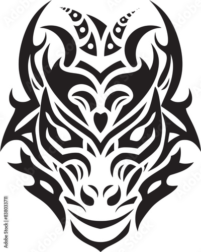 Dragon Head Icon Vector Emblem Frontal Dragon Head Badge Legendary Symbol