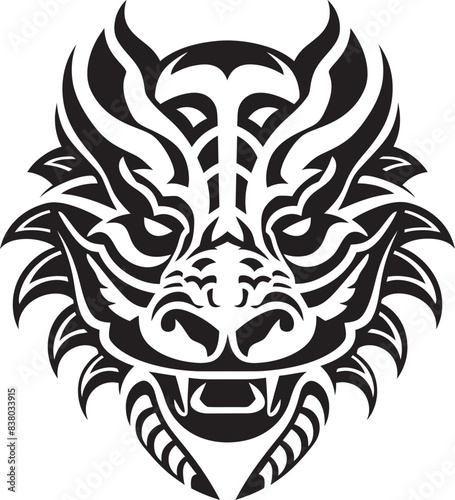 Dragon Head Illustration Fantasy Design Frontal Dragon Head Icon Detailed Emblem