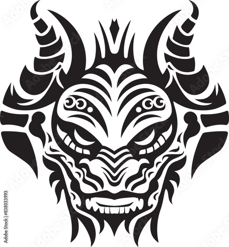 Frontal Dragon Head Icon Mythical Emblem Dragon Head Badge Detailed Artwork