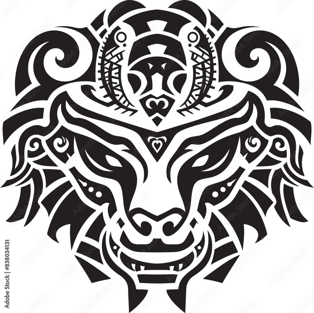 Fototapeta premium Dragon Head Illustration Detailed Vector Art Legendary Creature Badge Front View Dragon Graphic