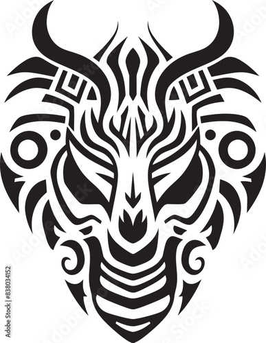 Dragon Head Logo Vector Illustration of Mythical Creature Frontal Dragon Emblem Fantasy Icon Design