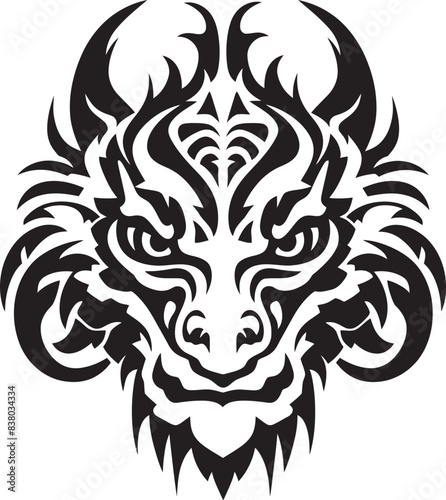 Fantasy Dragon Logo Front View Art Concept Dragon Head Art Mythical Graphic Rendering