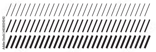 Slash line. Border with diagonal lines. Angle of tilt stripes. Black pattern of footer isolated on white background. Vector.