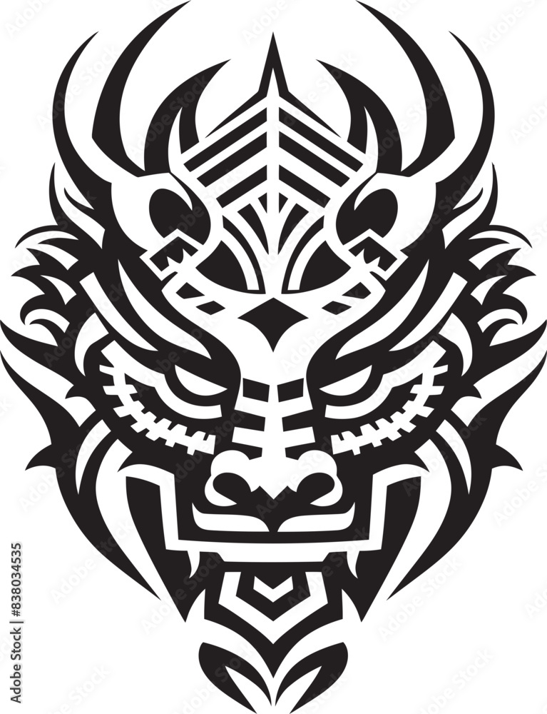 Fototapeta premium Front View Dragon Head Icon Detailed Symbol Art Dragon Head Badge Mythical Emblem Rendering