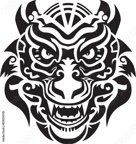 Vector Dragon Head Symbol Front View Art Mythical Creature Logo Dragon Head Graphic
