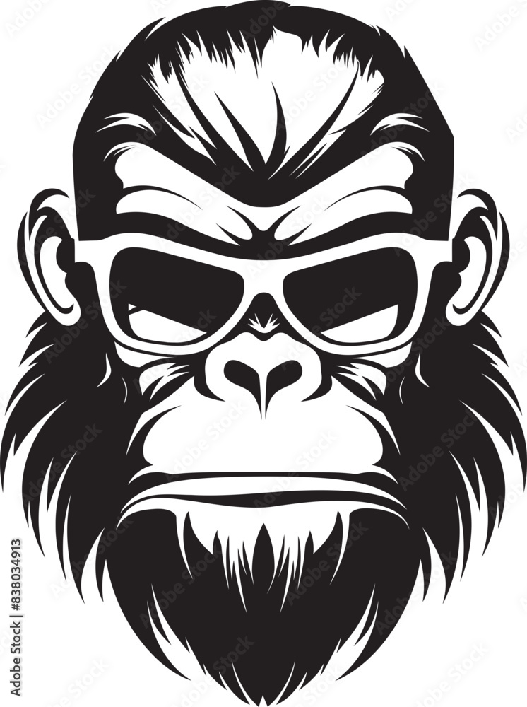 Fototapeta premium Funky Monkey Icon Graphic Symbol Ape Character Badge Vector Illustration