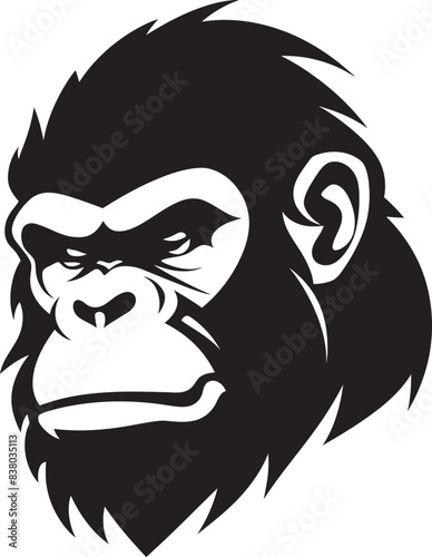 Ape Head Badge Funky Style Cartoon Ape Icon Vector Illustration