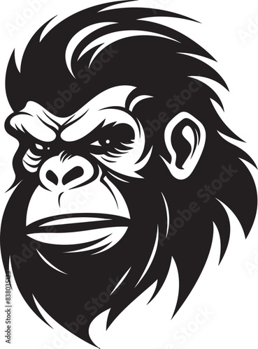 Ape Face Symbol Vector Graphic Cartoon Ape Icon Funky Style