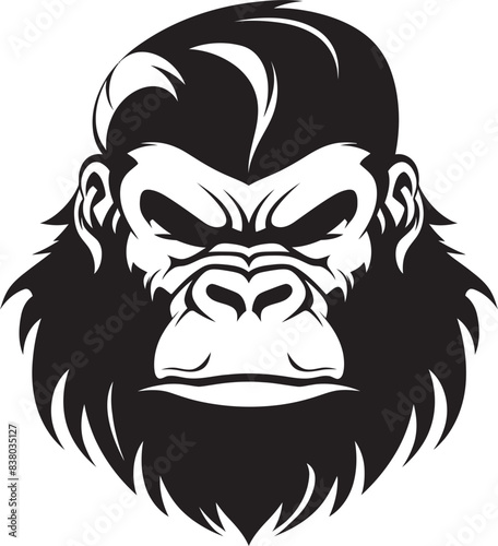 Funky Ape Badge Cartoon Illustration Ape Head Emblem Vector Design