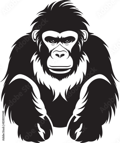 Funky Ape Badge Character Design Ape Head Logo Vector Illustration