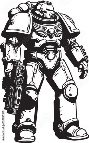 Cybernetic Soldier Emblem Vector Graphic Futuristic Battle Robot Logo Soldier Design
