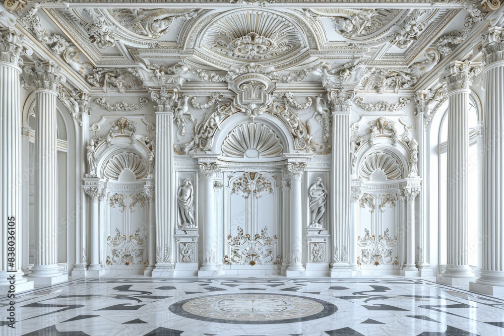 Obraz premium Ornate White Interior of a Historic European Palace