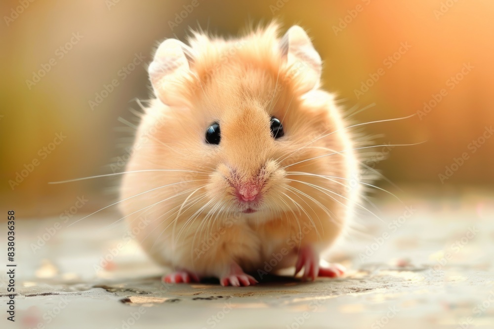 fluffy small mini pet hamster beige color closeup with cute little paws fluffy small mini pet hamster beige color closeup with cute little paws