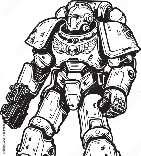Robot Soldier Logo Military Futuristic Graphic Army Man with Weapon Icon Futuristic Soldier Illustration