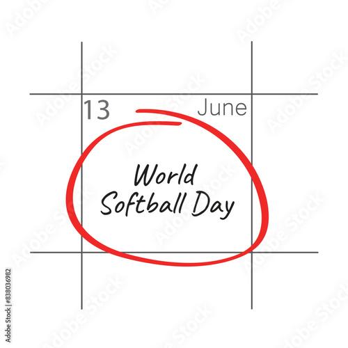 World Softball Day. June 13. 