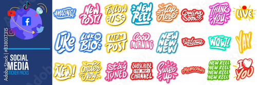 2024 Social Media Sticker Pack with Emojis and Call to Actions, Colorful and Engaging Social Media Sticker Collection, Trendy Social Media Stickers to Boost Engagement,
