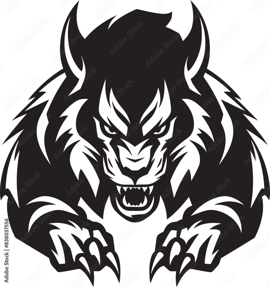 Fototapeta premium Ancient Guardian Wolf Icon Vector Illustration Alpha Predator Wolf Design Predatory Icon