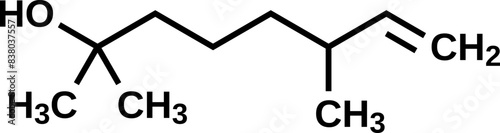 Dihydromyrcenol structural formula, vector illustration