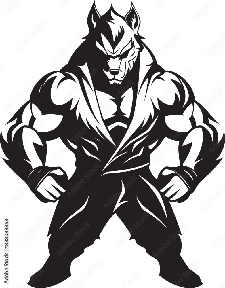 Fototapeta premium Predatory Beast Logo Giant Wolf Symbol Alpha Predator Wolf Badge Vector Illustration