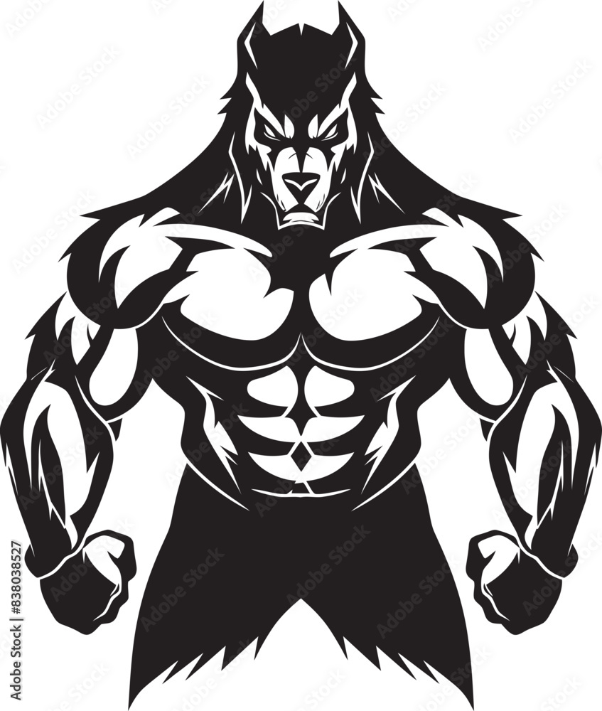 Fototapeta premium Lone Alpha Wolf Icon Vector Graphic Giant Spirit Wolf Badge Predatory Emblem